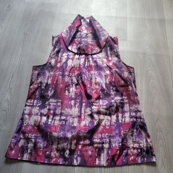 Coldwater Creek Sleeveless Cowl Neck Top Womens L 14 Purple/Pink Abstract Patter - Picture 2 of 4